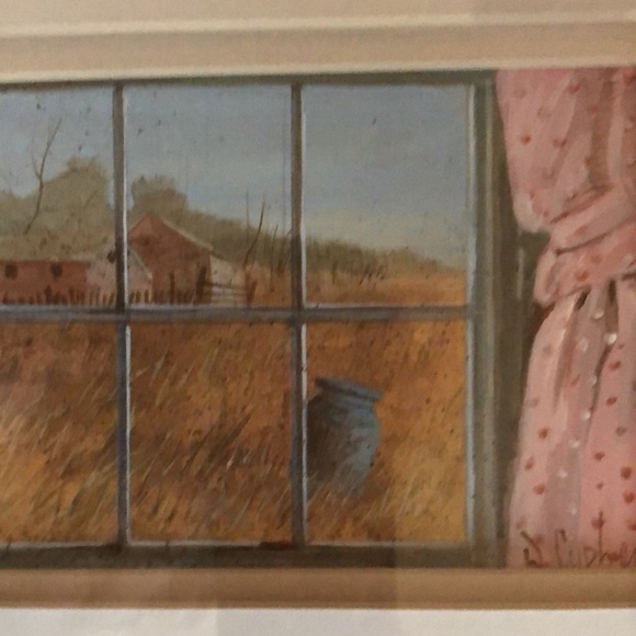Farmhouse decor framed picture of a farm in winter as seen through a window - Picture 7 of 13